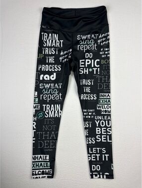 Popactive Peloton Black Graphic Print Leggings Size Large